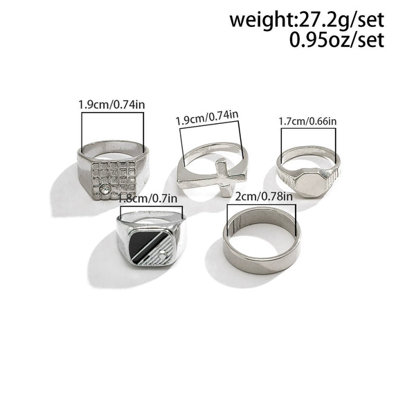 Men's Alloy Geometric Square Ring With Electroplating Titanium Steel