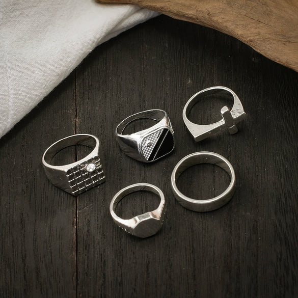 Men's Alloy Geometric Square Ring With Electroplating Titanium Steel