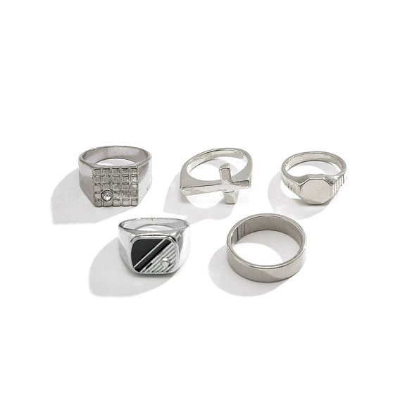 Men's Alloy Geometric Square Ring With Electroplating Titanium Steel