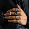 Men's Alloy Geometric Square Ring With Electroplating Titanium Steel