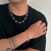 Men's Alloy Handmade Geometric Animal Style Spider Round Bead Stitching Necklace And Snake Bone Chain