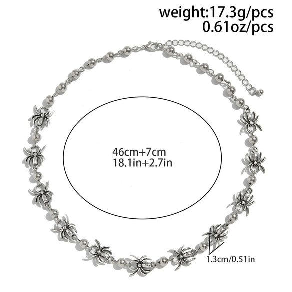 Men's Alloy Handmade Geometric Animal Style Spider Round Bead Stitching Necklace And Snake Bone Chain