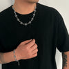 Men's Alloy Handmade Geometric Animal Style Spider Round Bead Stitching Necklace And Snake Bone Chain