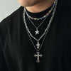 Men's Alloy Handmade Geometric Cross And Fivepointed Star Pendant Necklace