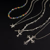 Men's Alloy Handmade Geometric Cross And Fivepointed Star Pendant Necklace