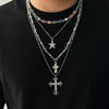 Men's Alloy Handmade Geometric Cross And Fivepointed Star Pendant Necklace