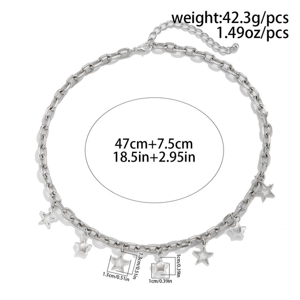 Men's Alloy Handmade Geometric Fivepointed Star Necklace And Bracelet Jewelry