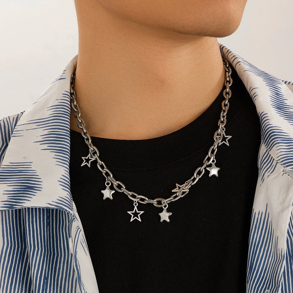Men's Alloy Handmade Geometric Fivepointed Star Necklace And Bracelet Jewelry