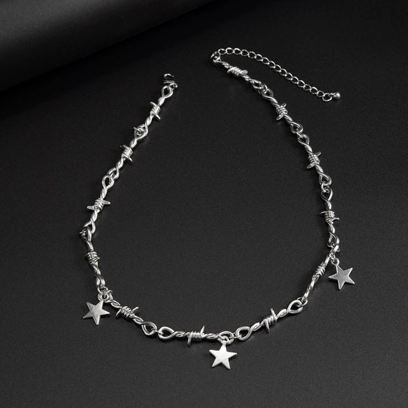 Men's Alloy Handmade Geometric Thorn Fivepointed Star Necklace