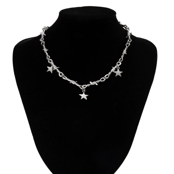 Men's Alloy Handmade Geometric Thorn Fivepointed Star Necklace