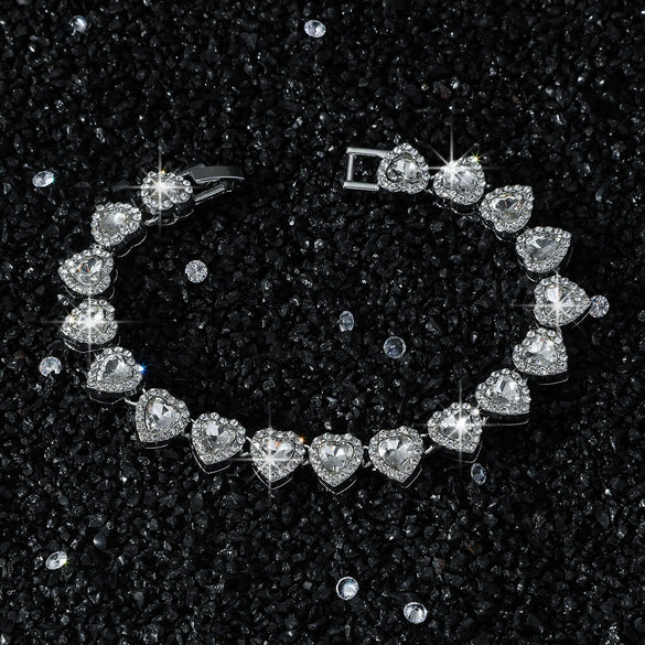 Men's Alloy Heart Splicing Cuban Chain Necklace With Geometric Pattern And Set With Diamonds Hip Hop Style