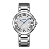 Men's Alloy Hollow Fake Mechanical Business Style Round Dial Luminous Calendar Waterproof Watch With Onion Crown Transparent Bottom And Mineral Reinforced Glass Mirror