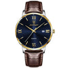 Men's Alloy Leather Business Round Dial Waterproof Quartz Watch
