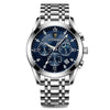 Men's Alloy Leather Quartz Watch With Sapphire Crystal Glass Mirror Round Dial Waterproof Luminous