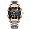 Men's Alloy Leather Quartz Watch With Sapphire Crystal Glass Mirror Round Dial Waterproof Luminous