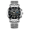 Men's Alloy Leather Quartz Watch With Sapphire Crystal Glass Mirror Round Dial Waterproof Luminous