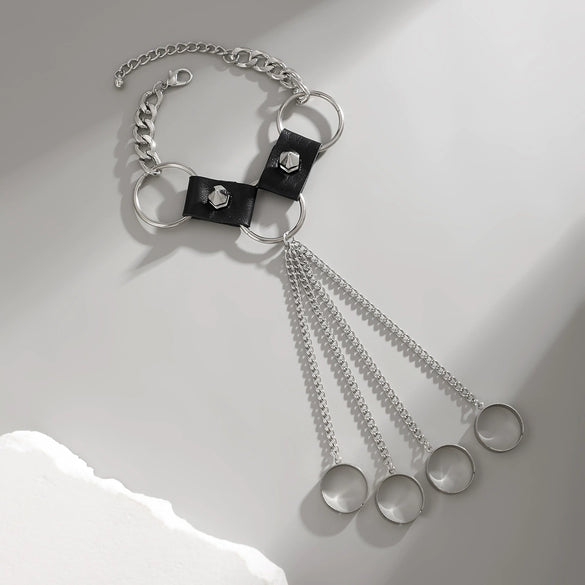 Men's Alloy Leather Rivet Handmade Bracelet
