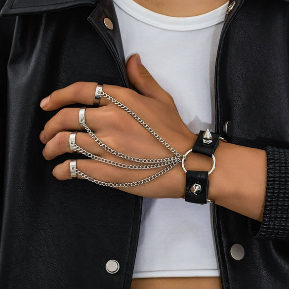 Men's Alloy Leather Rivet Handmade Bracelet