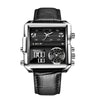 Men's Alloy Leather Square Dial Electronic Quartz Business Style Watch