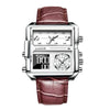 Men's Alloy Leather Square Dial Electronic Quartz Business Style Watch