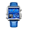 Men's Alloy Leather Square Dial Electronic Quartz Business Style Watch