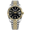 Men's Alloy Mechanical Watch With Luminous Calendar Waterproof Business Style Mineral Reinforced Glass Mirror Stainless Steel Belt Concealed Buckle Onion Crown