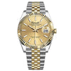 Men's Alloy Mechanical Watch With Luminous Calendar Waterproof Business Style Mineral Reinforced Glass Mirror Stainless Steel Belt Concealed Buckle Onion Crown