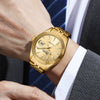 Men's Alloy Mechanical Watch With Luminous Calendar Waterproof Business Style Mineral Reinforced Glass Mirror Stainless Steel Belt Concealed Buckle Onion Crown