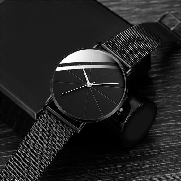 Men's Alloy Mesh Band Casual Round Dial Quartz Watch