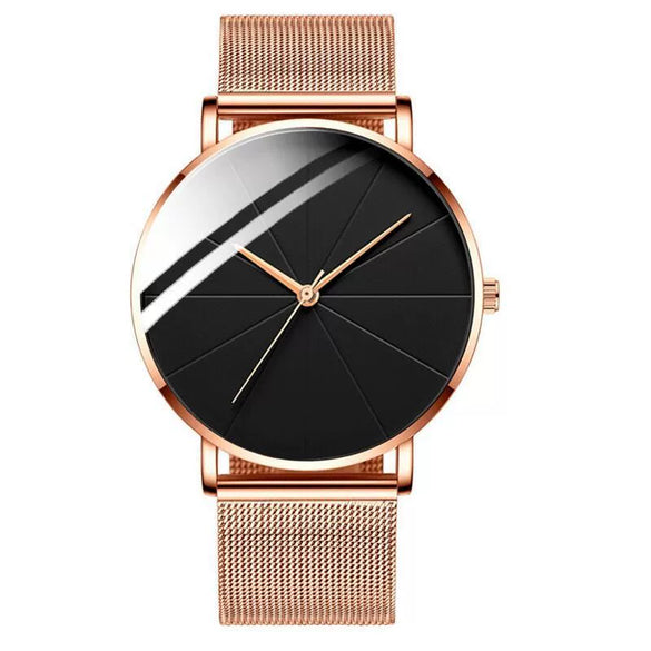 Men's Alloy Mesh Band Casual Round Dial Quartz Watch