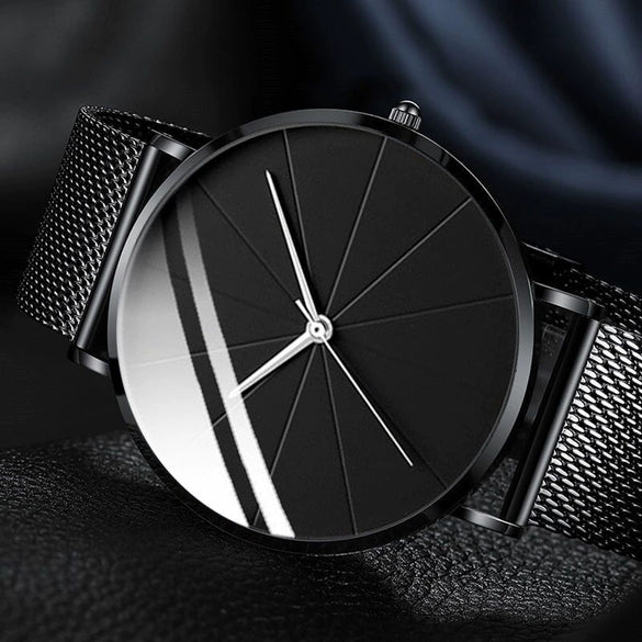 Men's Alloy Mesh Band Casual Round Dial Quartz Watch