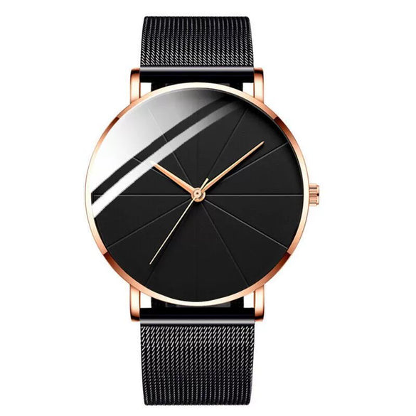 Men's Alloy Mesh Band Casual Round Dial Quartz Watch