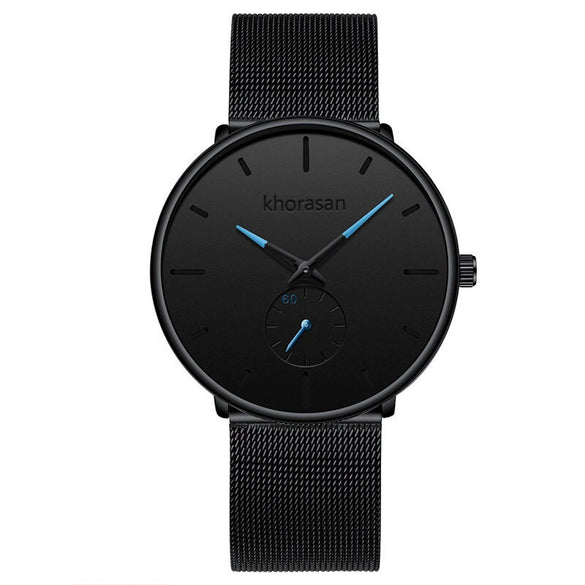 Men's Alloy Mesh Strap Stainless Steel Case Quartz Watch With Round Dial