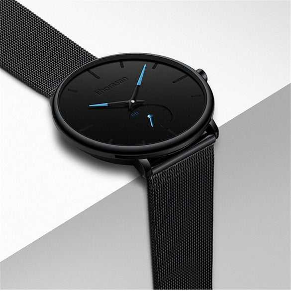 Men's Alloy Mesh Strap Stainless Steel Case Quartz Watch With Round Dial