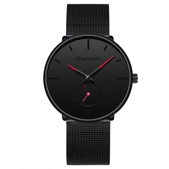 Men's Alloy Mesh Strap Stainless Steel Case Quartz Watch With Round Dial
