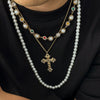 Men's Alloy Pearl Chain Overlapping Cross Geometric Handmade Necklace