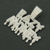 Men's Alloy Pendant Necklace With Diamond Letter Pattern Creative Stitching Water Drop Shape Hiphop Style Cuban Chain