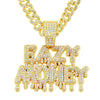 Men's Alloy Pendant Necklace With Diamond Letter Pattern Creative Stitching Water Drop Shape Hiphop Style Cuban Chain