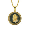 Men's Alloy Pendant Necklace With Praying Hands Pattern And Diamond Design