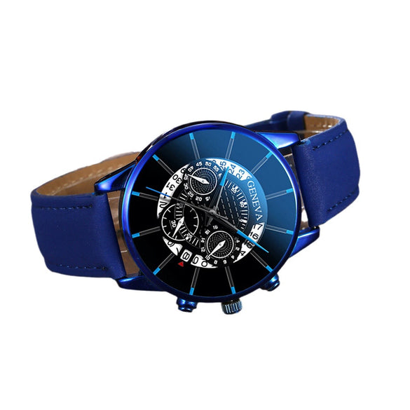 Men's Alloy Quartz Casual Business Round Dial Belt Watch With Stainless Steel Clasp And Imitation Leather Strap