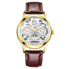 Men's Alloy Quartz Watch With Mineral Reinforced Glass Mirror Round Dial Business Style Waterproof Luminous Hollow Casual