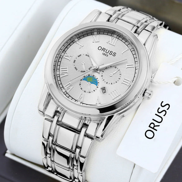 Men's Alloy Quartz Wrist Watch With Round Dial Business Style Waterproof Luminous