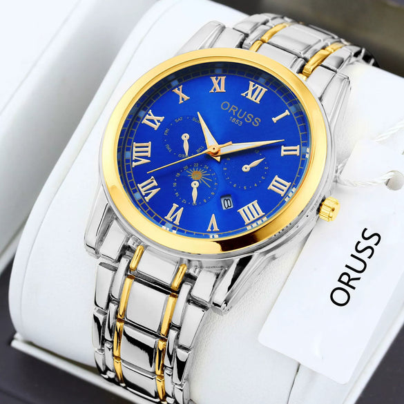 Men's Alloy Quartz Wrist Watch With Round Dial Business Style Waterproof Luminous