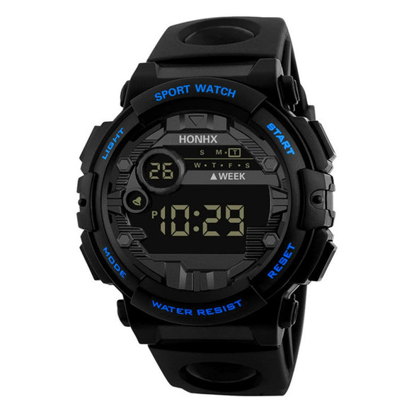 Men's Alloy Rubber Electronic Sports Watch With Round Dial And Pin Buckle