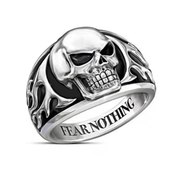 Men's Alloy Skull Ring With Geometric Design Electroplated Hip Hop Style Statement Jewelry