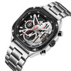 Men's Alloy Square Watch With Mineral Strengthened Glass Mirror Stainless Steel Strap And Clasp Trendy Fashion Chronograph Luminous Calendar