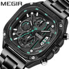 Men's Alloy Square Watch With Mineral Strengthened Glass Mirror Stainless Steel Strap And Clasp Trendy Fashion Chronograph Luminous Calendar