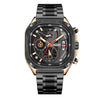 Men's Alloy Square Watch With Mineral Strengthened Glass Mirror Stainless Steel Strap And Clasp Trendy Fashion Chronograph Luminous Calendar