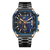 Men's Alloy Square Watch With Mineral Strengthened Glass Mirror Stainless Steel Strap And Clasp Trendy Fashion Chronograph Luminous Calendar