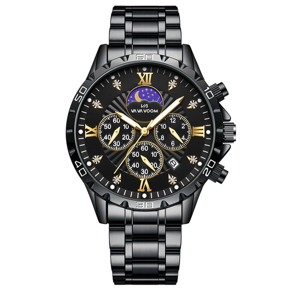 Men's Alloy Stainless Steel Waterproof Luminous Calendar Quartz Watch With Round Dial And Business Style